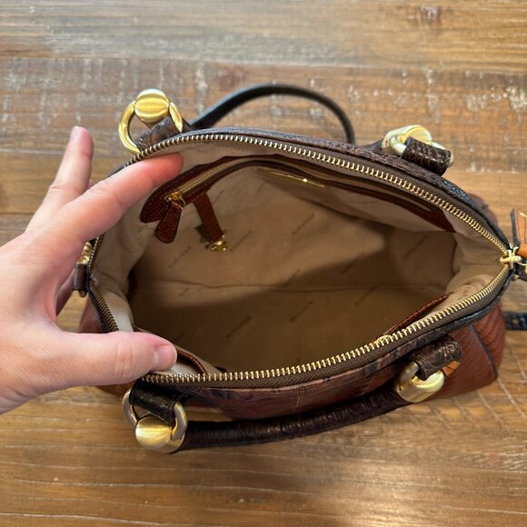 Brahmin Lisa Satchel – Cognac Tri-Texture Leather - Picture 7 of 10